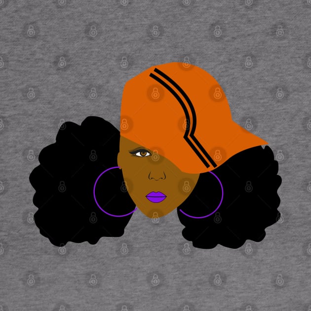 Afro Puff Orange Hat Girl by blackartmattersshop